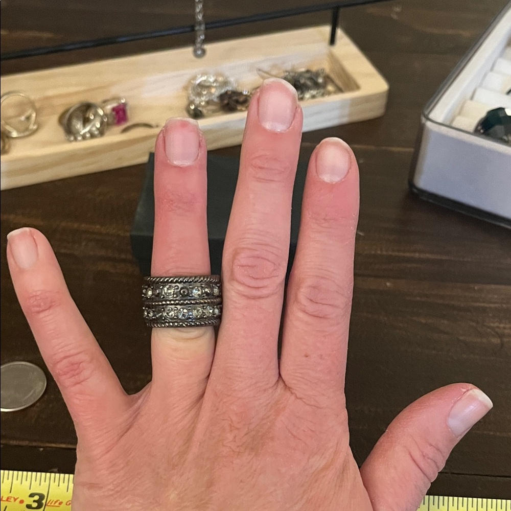 Vintage-Style Silver Stacked Band Ring - Women's Fashion Ring